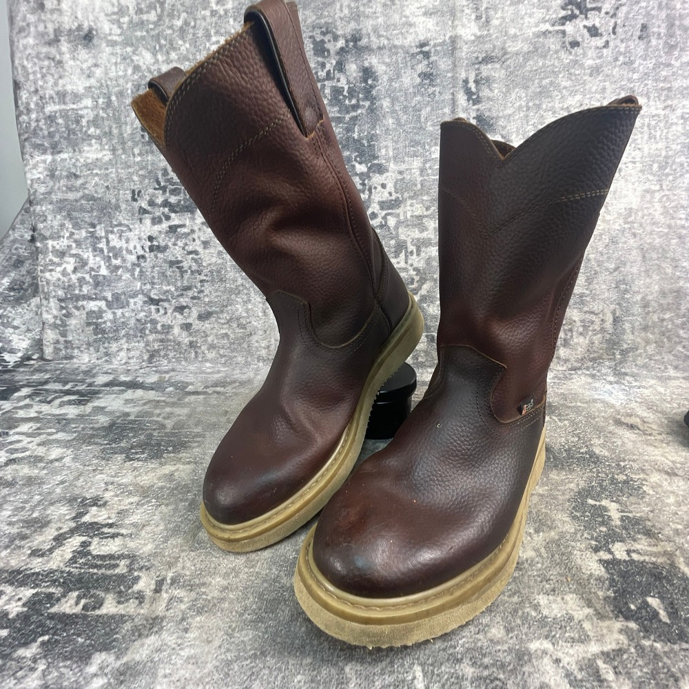 Justin Boots 12 Inch Casual Western Boots Men 11 M Dark Brown Leather Work Boots